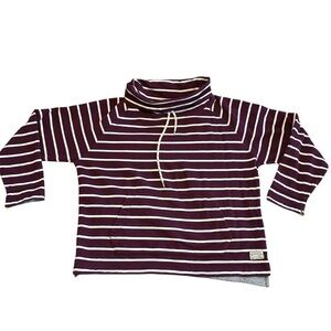 Orvis Sweat Shirt Burgandy Drawstring Mock Neck Long Sleeve Kangaroo Pocket SzL